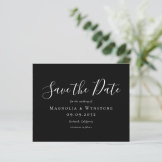 BEGROTING Sla de datum op | Zwart wit script