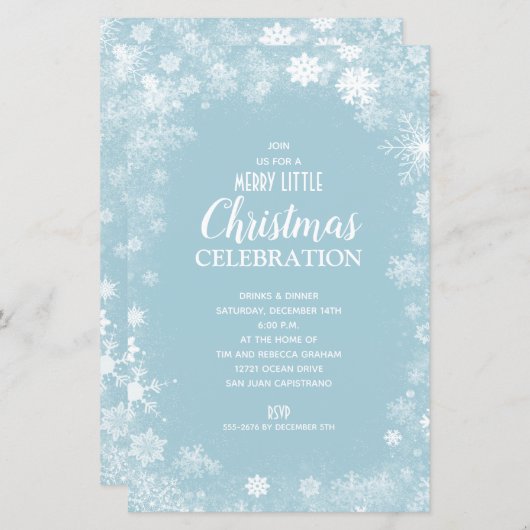 Begroting Snowflake Blue Kerstmis Holiday nodigt u (Voorkant / Achterkant)