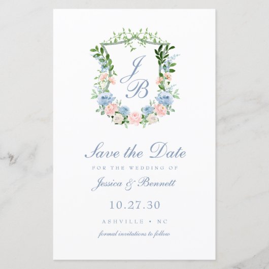 Begroting Stamblaar Floral Crest sparen Datum (Voorkant)