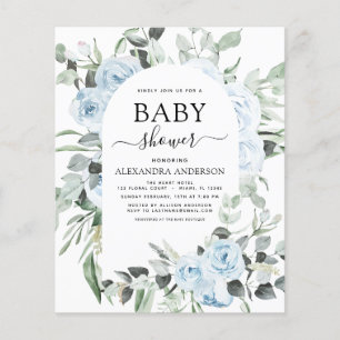 Begroting Stusty Blue Baby shower Floral Flyer
