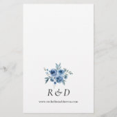 Begroting Stusty Blue & Blue Floral Wedding Large Flyer (Achterkant)