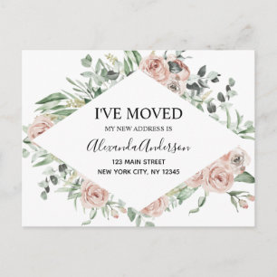 Begroting Stusty Pink Floral Moving Announge Briefkaart