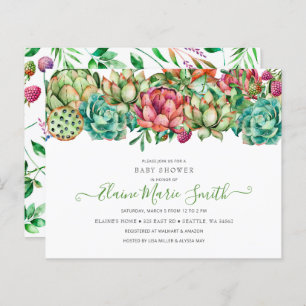 Begroting Succulent unisex Baby shower Invitation