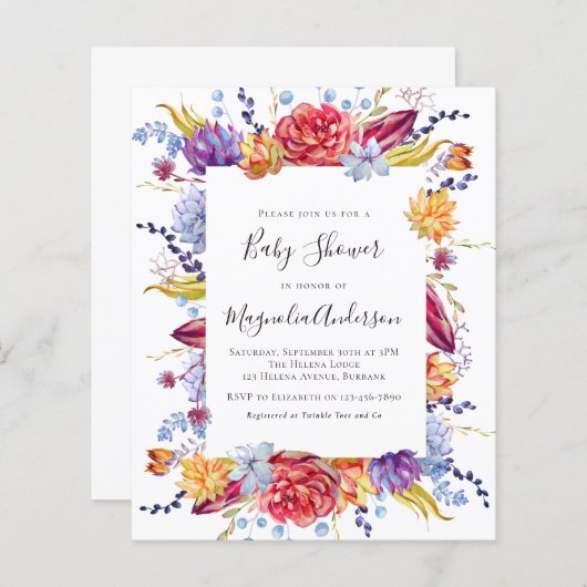 BEGROTING Succulente uitnodiging tot het indienen  (Voorkant / Achterkant)