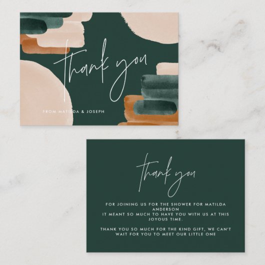 begroting terracotta abstract baby shower dank u notitiekaartje (Voorkant / Achterkant)