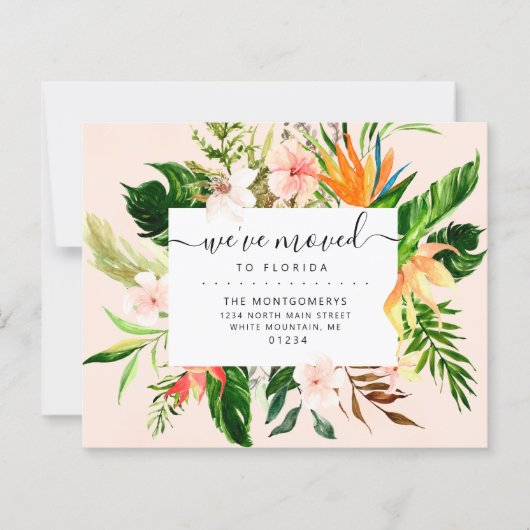 Begroting Tropical Floral Florida Moving Announanc (Voorkant)