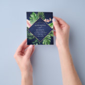 Begroting Tropical Navy Blue Geometric Wedding Flyer (Hand)