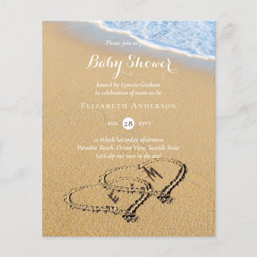 Begroting Tropisch strand harten zand Baby shower (Voorkant)