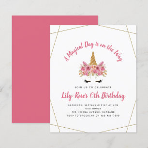 BEGROTING uitnodiging Floral Unicorn Gold