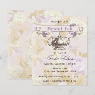 Begroting  uitnodiging Paarse Bridal Tea Party