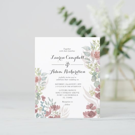 Begroting Uitnodiging tot weduwschap met florische (Staand voorkant)