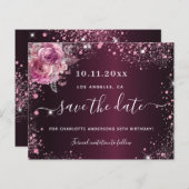 Begroting verjaardag bogundy roze floral save the  (Voorkant / Achterkant)