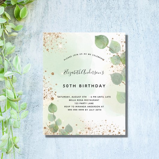 Begroting verjaardag eucalyptus glitter greenery m