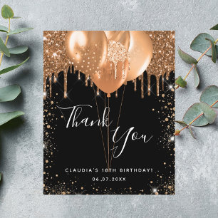 Begroting verjaardag zwarte goudglitter bedankt