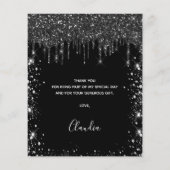 Begroting verjaardag zwarte zilverglitter bedankt (Achterkant)