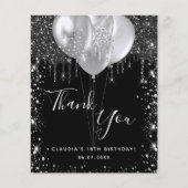Begroting verjaardag zwarte zilverglitter bedankt (Voorkant)