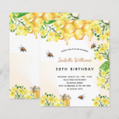 Begroting verjaardagsbloemgele elegante uitnodigin (Voorkant / Achterkant)