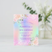 Begroting verjaardagsroze paarse glitter floral (Staand voorkant)