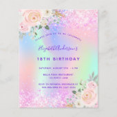 Begroting verjaardagsroze paarse glitter floral (Voorkant)