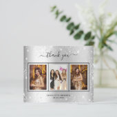 Begroting verjaardagszilverglitter foto bedankt (Staand voorkant)