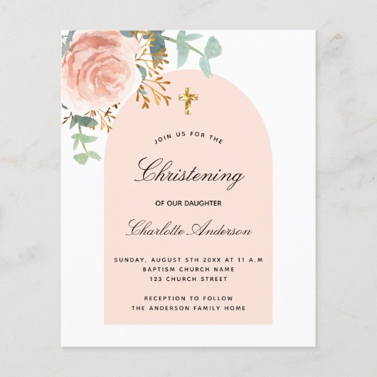 Begroting voor het christenen van eucalyptus roos  (Voorkant)