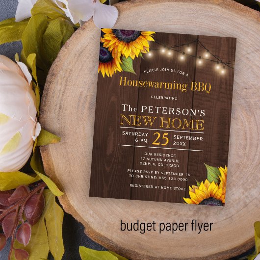 Begroting voor zonnebloemen herfst huisverwarming flyer