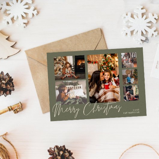 Begroting Vrolijk kerstfeest op groen 6 Foto Flyer