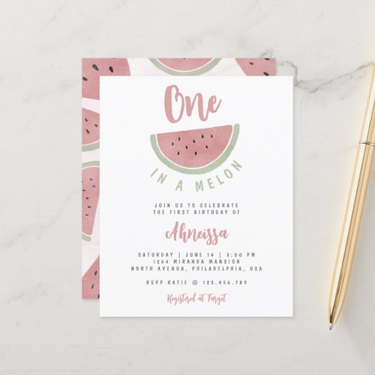 Begroting Watermelon One in een Melon First Birthd (Voorkant / Achterkant in situ)