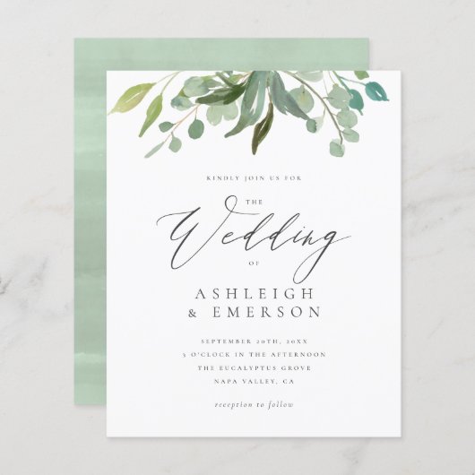 Begroting Waterverf Eucalyptus Greenery Wedding (Voorkant / Achterkant)