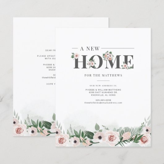 Begroting We hebben Floral Moving Announcement ver (Voorkant / Achterkant)