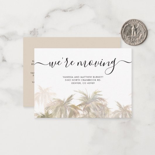 Begroting We hebben Palm Trees adreswijziging verp Notitiekaartje (Voorkant / Achterkant in situ)