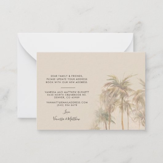 Begroting We hebben Palm Trees adreswijziging verp Notitiekaartje (Achterkant)