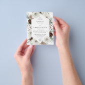 Begroting Winter White Floral & Pine Wedding Flyer (Hand)