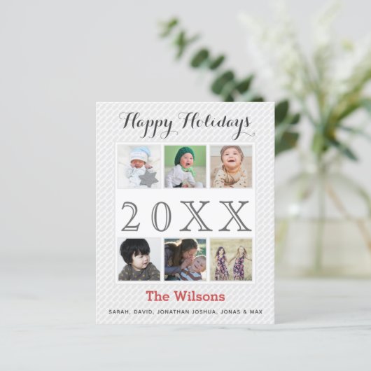 Begroting Zes foto's Collage Foto Holiday Card (Staand voorkant)