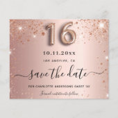 Begroting zoet 16 roos goudglitter behalve datum (Voorkant)