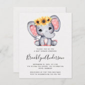 BEGROTING Zonnebloem Uitnodiging tot Baby shower (Voorkant / Achterkant)