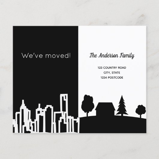 Begroting zwarte witte stad, bewegende aankondigin (Voorkant)