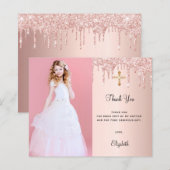 Begrotingbevestiging blush glitter foto bedankt (Voorkant / Achterkant)