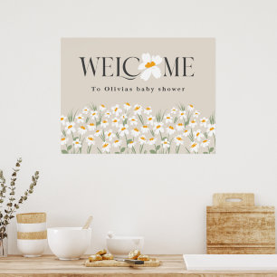 Begrotingsdagblad floral elegant baby shower welko poster