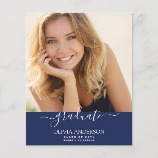 Begrotingsklasse 2023 Navy Blue Photo Afstuderen Flyer (Voorkant)