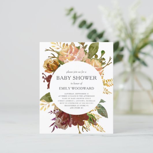Begrotingsnajaar Rustic Floral Baby shower (Staand voorkant)