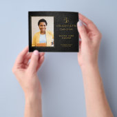 Begrotingsrecht school afstuderen foto aankondigin flyer (Hand)