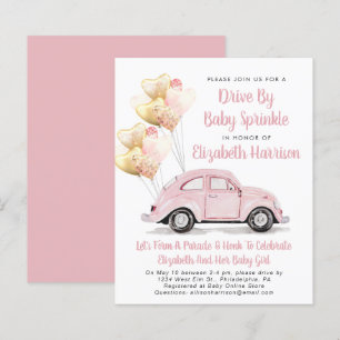 Begrotingsroze auto met uitnodiging voor Baby