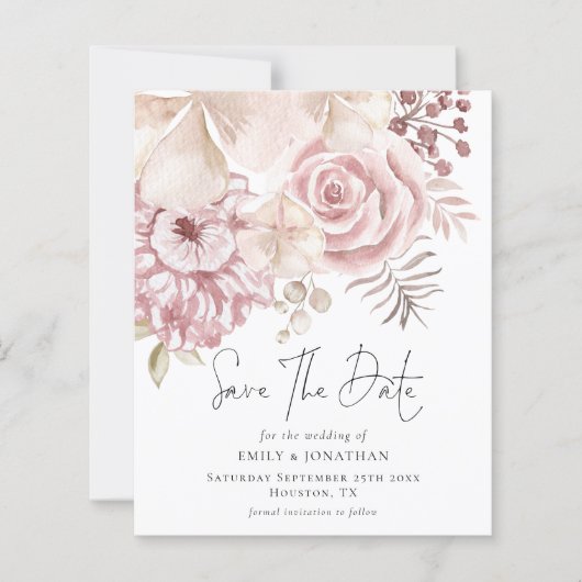 Begrotingsroze Florals QR-code behalve datum (Voorkant)