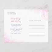 Begrotingsroze Waterverf Floral Elegant Baby showe Uitnodiging Briefkaart (Achterkant)