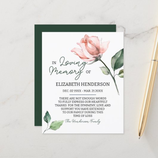 Begrotingssympathie Geheugen /Dank u. (Voorkant / Achterkant in situ)