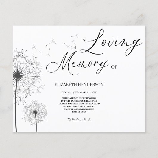 Begrotingssympathie Geheugen /Dank u. Flyer (Voorkant)