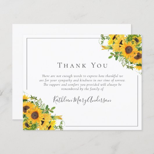 Begrotingssympathie Zonnebloem Funeral Dankuwel (Voorkant / Achterkant)