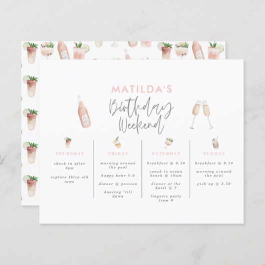 Begrotingstraject voor girale verjaardagsweekends (Voorkant / Achterkant)