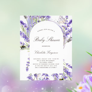 Begrotingsuitnodiging voor baby shower lavender fl flyer